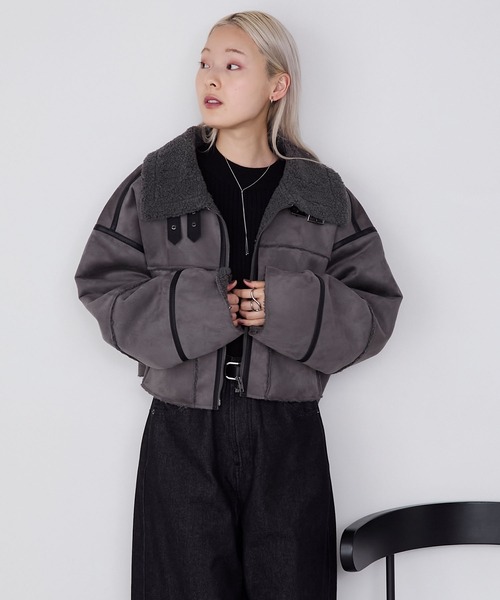 forksy.】ヴィンテージライクショート丈フェイクボアムートン