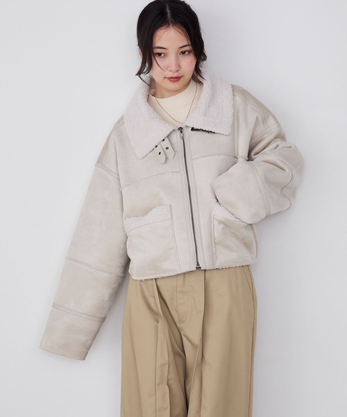 forksy.】ヴィンテージライクショート丈フェイクボアムートン