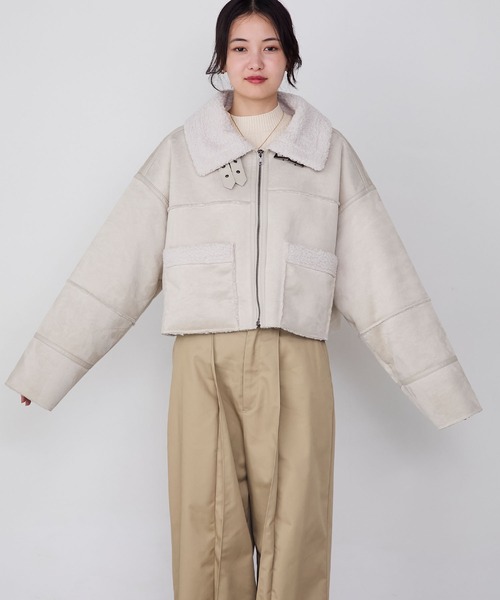 forksy.】ヴィンテージライクショート丈フェイクボアムートン