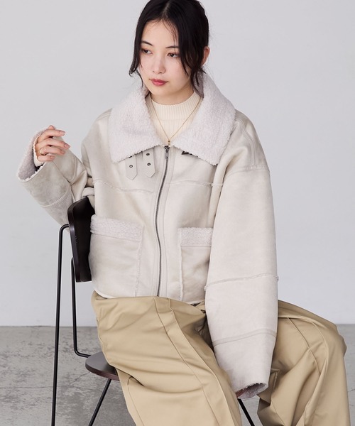 forksy.】ヴィンテージライクショート丈フェイクボアムートン