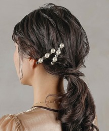Kana | パール ビジュー ラインストーン キラキラ ヘアクリップ ヘアピン 2本セット 結婚式 お呼ばれ オケージョン デイリー(ヘアピン)