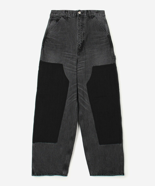 INSCRIRE | ブラックデニム ダブルニーパンツ MEN（デニムパンツ