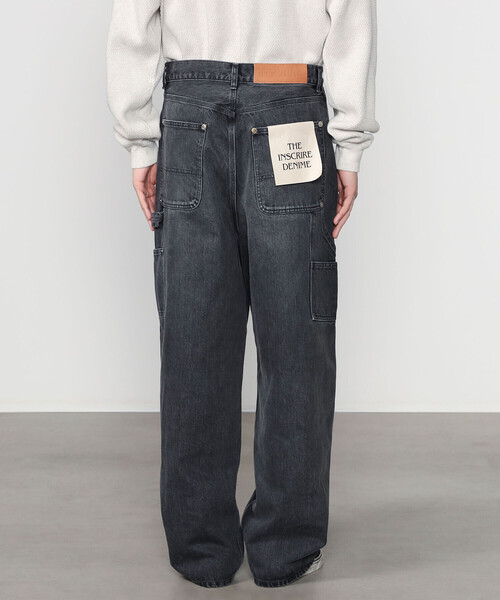 INSCRIRE | ブラックデニム ダブルニーパンツ MEN（デニムパンツ