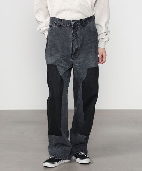 INSCRIRE Japan製 Double Knee Black Denim セール】INSCRIRE | ブラックデニム ダブルニーパンツ MEN（デニム