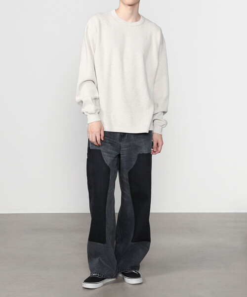 INSCRIRE | ブラックデニム ダブルニーパンツ MEN（デニムパンツ