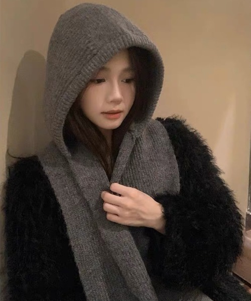 セール】フード付きニットマフラー/バラクラバ（マフラー）｜ampm