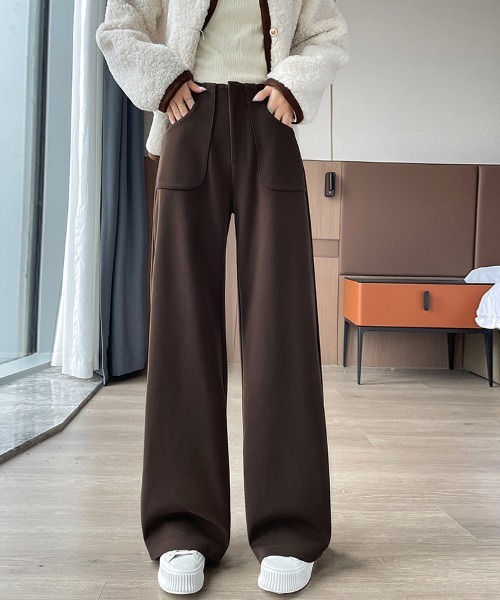 ONEP STAR(ワンピスター)の「サイドスリット入りワイドパンツ(その他パンツ・レディース・ワインレッド/ブラック/ダークブラウン/ダークグレー・MEDIUM)」の3枚目の写真