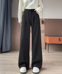 サイドスリット入りワイドパンツ