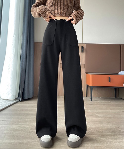 ONEP STAR(ワンピスター)の「サイドスリット入りワイドパンツ(その他パンツ・レディース・ワインレッド/ブラック/ダークブラウン/ダークグレー・MEDIUM)」の2枚目の写真