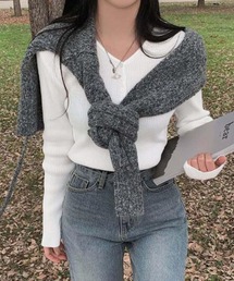 Doula Doula | ヘンリーVネックリブニット(ニット/セーター)