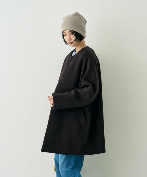 TICCA(ティッカ)の「【TICCA/ティッカ】ノーカラーテントコート(ノーカラーコート・レディース・ネイビー/ブラウン・フリー)」の10枚目の写真