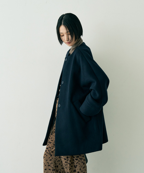 TICCA(ティッカ)の「【TICCA/ティッカ】ノーカラーテントコート(ノーカラーコート・レディース・ネイビー/ブラウン・フリー)」の4枚目の写真