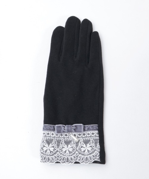 axes femme（アクシーズファム）の「レース使いベロアリボン手袋（手袋・レディース・ワイン/ブラック/グレー/ダークグリーン・FREE）」の7枚目の写真