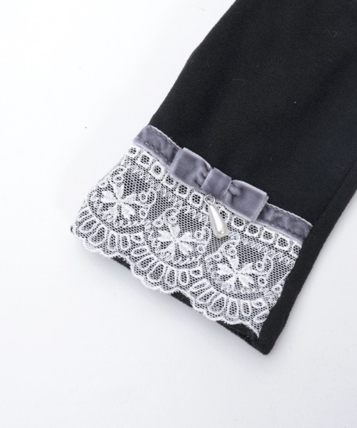axes femme（アクシーズファム）の「レース使いベロアリボン手袋（手袋・レディース・ワイン/ブラック/グレー/ダークグリーン・FREE）」の9枚目の写真