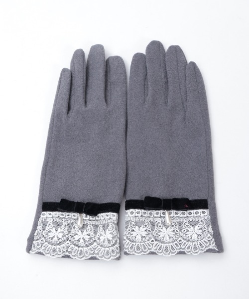 axes femme（アクシーズファム）の「レース使いベロアリボン手袋（手袋・レディース・ワイン/ブラック/グレー/ダークグリーン・FREE）」の10枚目の写真