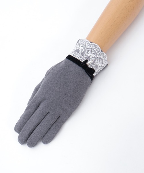 axes femme（アクシーズファム）の「レース使いベロアリボン手袋（手袋・レディース・ワイン/ブラック/グレー/ダークグリーン・FREE）」の15枚目の写真