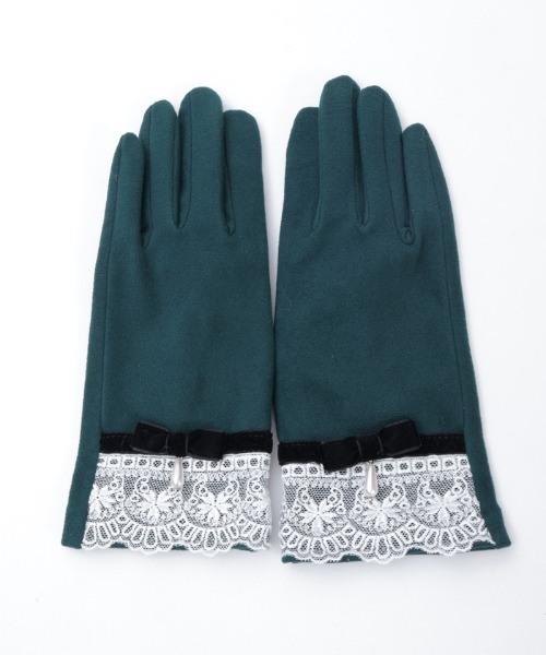 axes femme（アクシーズファム）の「レース使いベロアリボン手袋（手袋・レディース・ワイン/ブラック/グレー/ダークグリーン・FREE）」の18枚目の写真