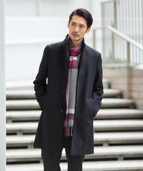 セール】【洗えるカシミヤ】 ピュアカシミヤ パネルチェックマフラー