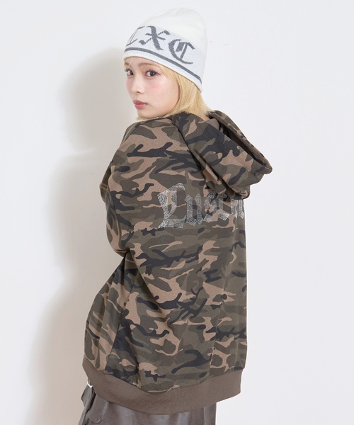 LOVETOXIC（ラブトキシック）の「【LTXC】バックラインストーンルーズプルパーカー（パーカー・キッズ・チャコール/オフホワイト/カラフル・L:160cm/130cm/M:150cm/S:140cm）」の3枚目の写真