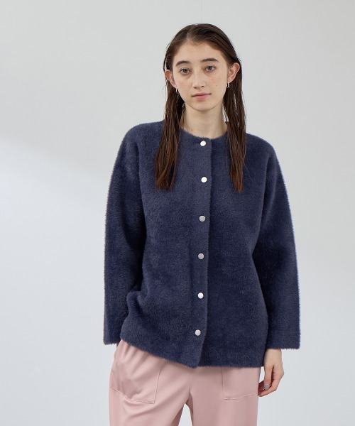 QUEENS COURT(クイーンズコート)の「フェレットタッチWフェイスニットジャケット≪手洗い可能≫(ノーカラージャケット・レディース・ライトグレー/ブラウン/ベージュ/ネイビー/ブラック/オフホワイト・M)」の6枚目の写真