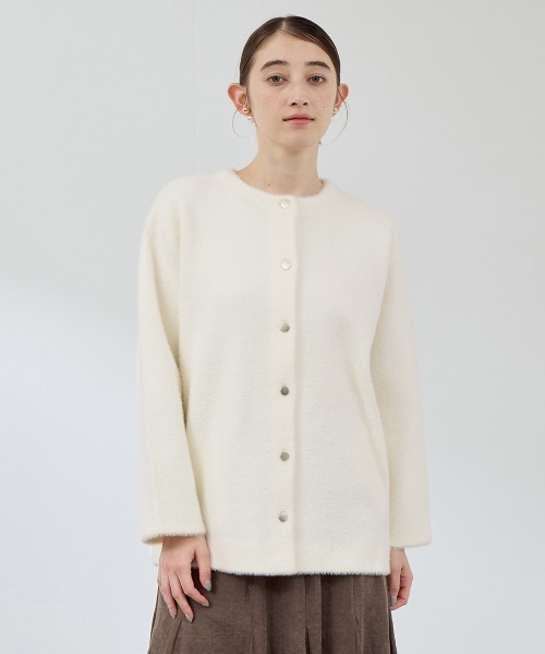 QUEENS COURT(クイーンズコート)の「フェレットタッチWフェイスニットジャケット≪手洗い可能≫(ノーカラージャケット・レディース・ライトグレー/ブラウン/ベージュ/ネイビー/ブラック/オフホワイト・M)」の8枚目の写真