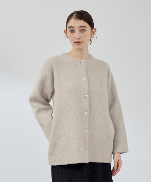 QUEENS COURT(クイーンズコート)の「フェレットタッチWフェイスニットジャケット≪手洗い可能≫(ノーカラージャケット・レディース・ライトグレー/ブラウン/ベージュ/ネイビー/ブラック/オフホワイト・M)」の12枚目の写真