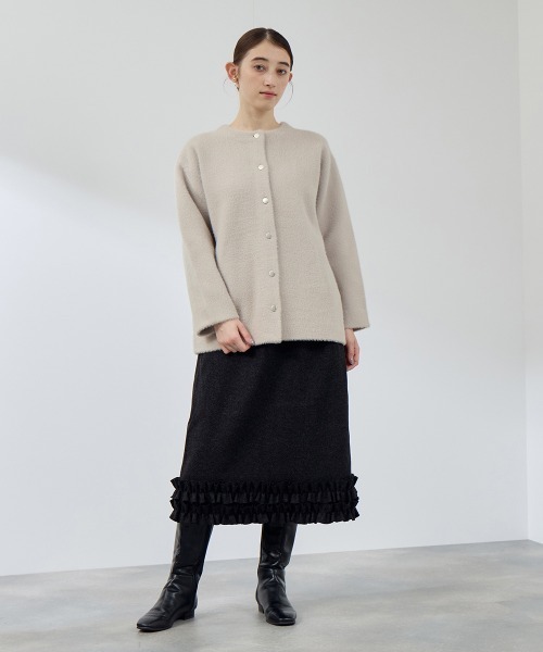 QUEENS COURT(クイーンズコート)の「フェレットタッチWフェイスニットジャケット≪手洗い可能≫(ノーカラージャケット・レディース・ライトグレー/ブラウン/ベージュ/ネイビー/ブラック/オフホワイト・M)」の13枚目の写真