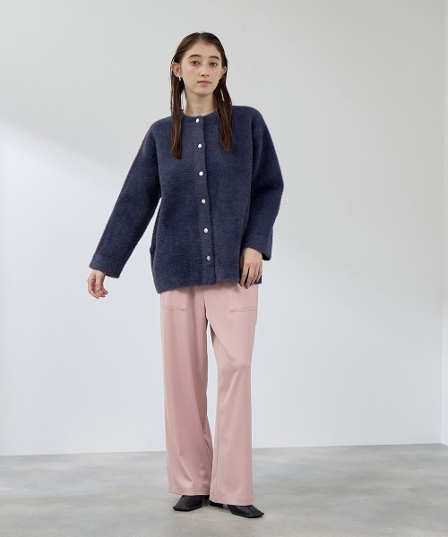 QUEENS COURT(クイーンズコート)の「フェレットタッチWフェイスニットジャケット≪手洗い可能≫(ノーカラージャケット・レディース・ライトグレー/ブラウン/ベージュ/ネイビー/ブラック/オフホワイト・M)」の20枚目の写真