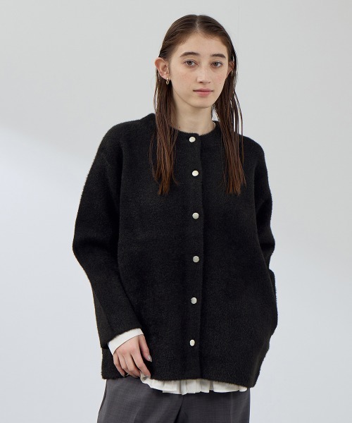 QUEENS COURT(クイーンズコート)の「フェレットタッチWフェイスニットジャケット≪手洗い可能≫(ノーカラージャケット・レディース・ライトグレー/ブラウン/ベージュ/ネイビー/ブラック/オフホワイト・M)」の22枚目の写真