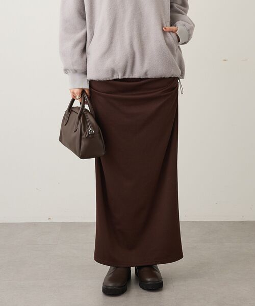 CRAFT STANDARD BOUTIQUE（クラフトスタンダードブティック）の「ドレープデザインIラインスカート（スカート・レディース・ブラック/ブラウン・FREE）」の4枚目の写真