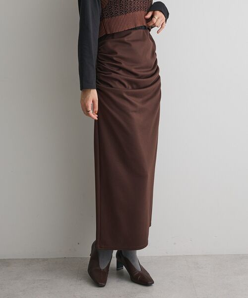 CRAFT STANDARD BOUTIQUE（クラフトスタンダードブティック）の「ドレープデザインIラインスカート（スカート・レディース・ブラック/ブラウン・FREE）」の6枚目の写真