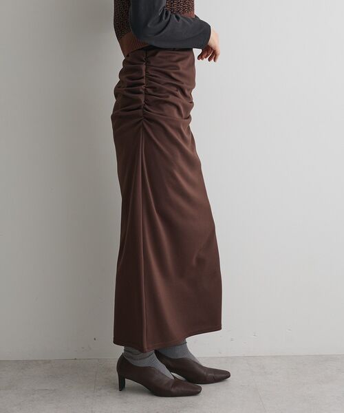 CRAFT STANDARD BOUTIQUE（クラフトスタンダードブティック）の「ドレープデザインIラインスカート（スカート・レディース・ブラック/ブラウン・FREE）」の7枚目の写真