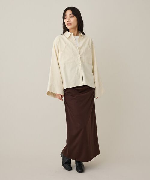 CRAFT STANDARD BOUTIQUE（クラフトスタンダードブティック）の「ドレープデザインIラインスカート（スカート・レディース・ブラック/ブラウン・FREE）」の12枚目の写真