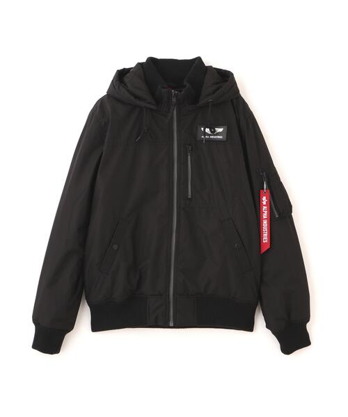 Alpha Industries(アルファインダストリーズ)の「Alpha Industries/アルファ インダストリーズ/HOODED RIB FLIGHT JACKET/フード リブ フライトジャケット(ブルゾン・メンズ・ネイビー/その他2/ブラック・L/M/XL/2XL)」の2枚目の写真