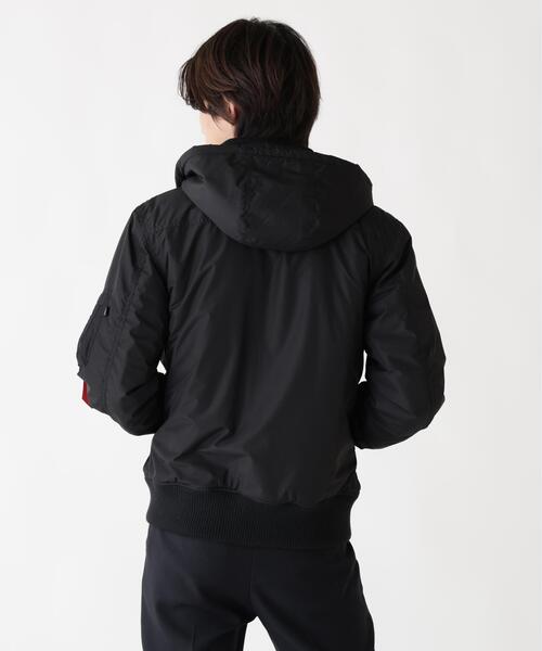 Alpha Industries(アルファインダストリーズ)の「Alpha Industries/アルファ インダストリーズ/HOODED RIB FLIGHT JACKET/フード リブ フライトジャケット(ブルゾン・メンズ・ネイビー/その他2/ブラック・L/M/XL/2XL)」の5枚目の写真