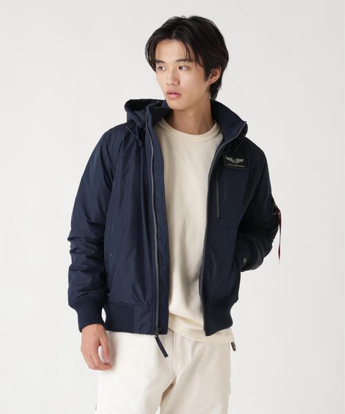 Alpha Industries(アルファインダストリーズ)の「Alpha Industries/アルファ インダストリーズ/HOODED RIB FLIGHT JACKET/フード リブ フライトジャケット(ブルゾン・メンズ・ネイビー/その他2/ブラック・L/M/XL/2XL)」の9枚目の写真