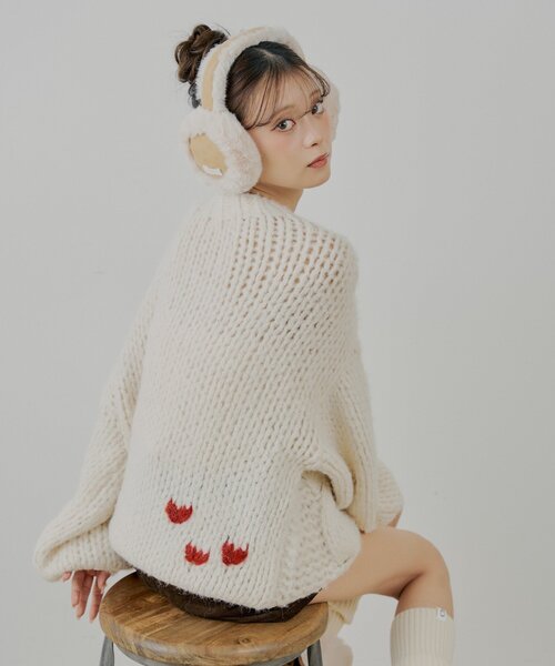 TMG ケーブルワンピース 松川星さん着用】ケープ風レース付きニットワンピース | PROPORTION