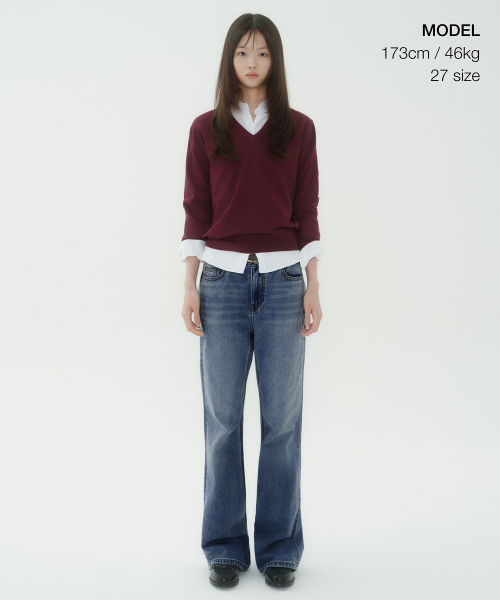 MUSINSA STANDARD WOMAN（ムシンサスタンダードウーマン）の「ウィメンズブーツカットデニムパンツ[ミディアムインディゴ]（デニムパンツ・レディース・その他・27/28/29/30/24/25/26）」の2枚目の写真