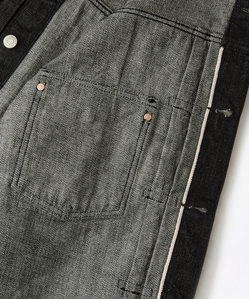 OUTSTANDING(アウトスタンディング)の「SELVEDGE DENIM 1ST JACKET_BLACK(デニムジャケット・メンズ・その他・SMALL/MEDIUM/LARGE/X-LARGE/X-SMALL)」の8枚目の写真