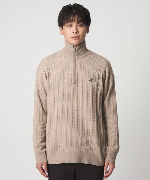 セール】【別注】 ＜KANGOL＞ハイゲージ ケーブル ハーフジップニット