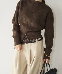 ヘムジップ ショートニットトップス chw25a133