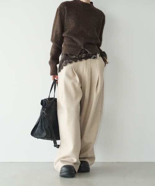 chuclla(チュクラ)の「ヘムジップ ショートニットトップス chw25a133(ニット/セーター・レディース・ブラウン/ライトベージュ・FREE)」の18枚目の写真