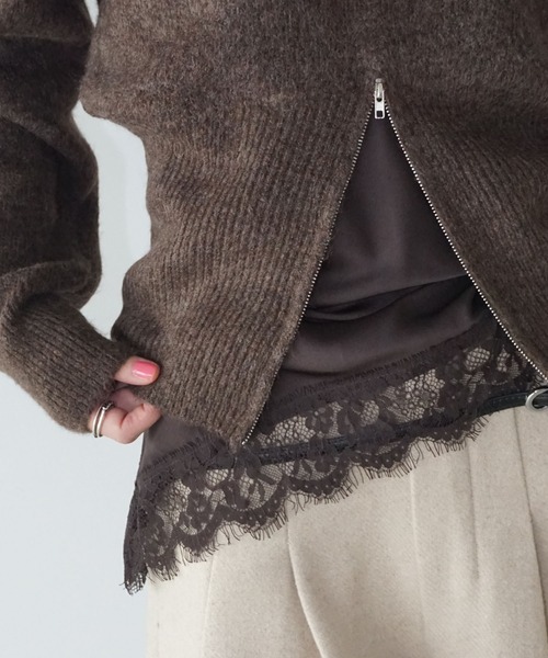chuclla(チュクラ)の「ヘムジップ ショートニットトップス chw25a133(ニット/セーター・レディース・ブラウン/ライトベージュ・FREE)」の22枚目の写真