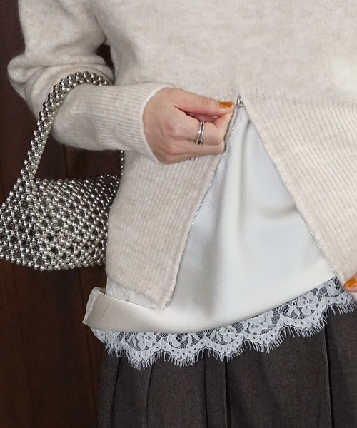 chuclla(チュクラ)の「ヘムジップ ショートニットトップス chw25a133(ニット/セーター・レディース・ブラウン/ライトベージュ・FREE)」の8枚目の写真