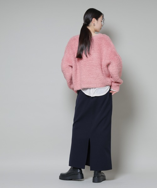 NANO universe（ナノユニバース）の「ソフトメルトンジャージーナローロングスカート(セットアップ可)（スカート・レディース・キャメル/ダークネイビー/グレー系その他4・FREE）」の9枚目の写真