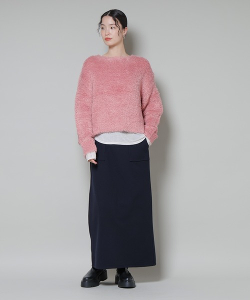 NANO universe（ナノユニバース）の「ソフトメルトンジャージーナローロングスカート(セットアップ可)（スカート・レディース・キャメル/ダークネイビー/グレー系その他4・FREE）」の10枚目の写真