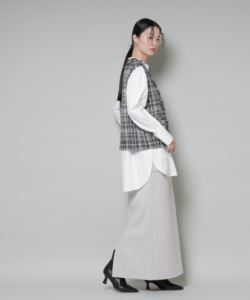 NANO universe（ナノユニバース）の「ソフトメルトンジャージーナローロングスカート(セットアップ可)（スカート・レディース・キャメル/ダークネイビー/グレー系その他4・FREE）」の15枚目の写真