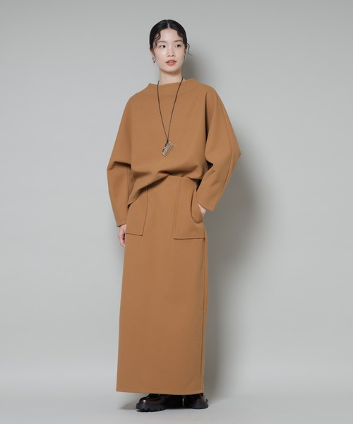 NANO universe（ナノユニバース）の「ソフトメルトンジャージーナローロングスカート(セットアップ可)（スカート・レディース・キャメル/ダークネイビー/グレー系その他4・FREE）」の22枚目の写真