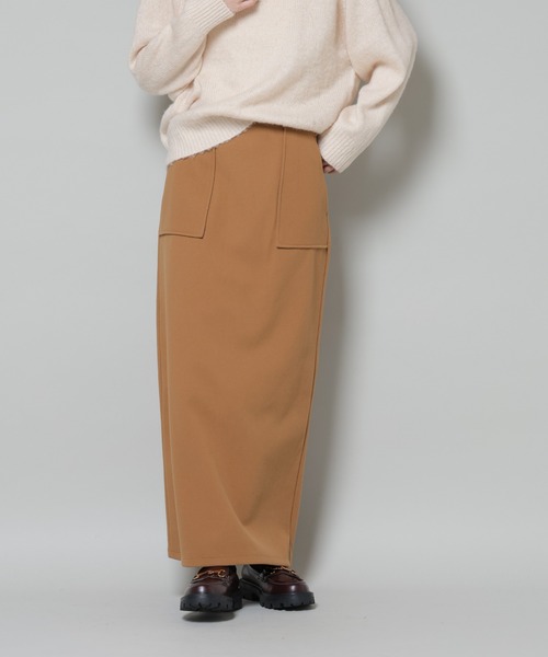 NANO universe（ナノユニバース）の「ソフトメルトンジャージーナローロングスカート(セットアップ可)（スカート・レディース・キャメル/ダークネイビー/グレー系その他4・FREE）」の17枚目の写真