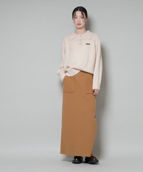 NANO universe（ナノユニバース）の「ソフトメルトンジャージーナローロングスカート(セットアップ可)（スカート・レディース・キャメル/ダークネイビー/グレー系その他4・FREE）」の21枚目の写真